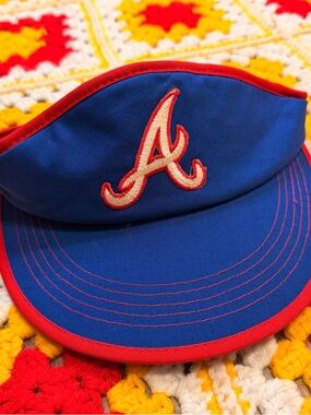 Vintage MLB Atlanta Braves Baseball Visor Adjustable Red Stitch